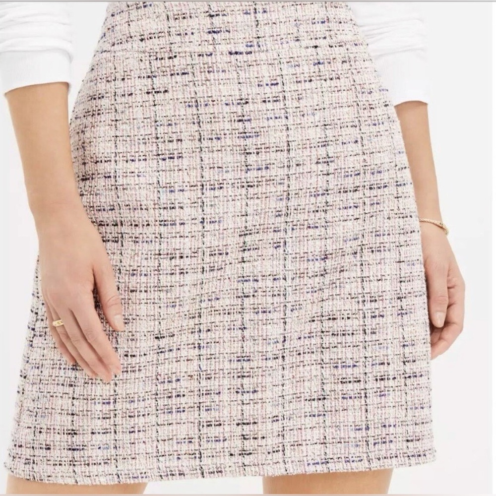 LOFT pink multicolored Tweed A-Line Skirt Size 2 - Picture 2 of 10